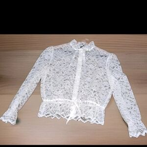 Vintage Women 1950s Pearlette lace Victorian Style/ Retro  Shirt Size Large